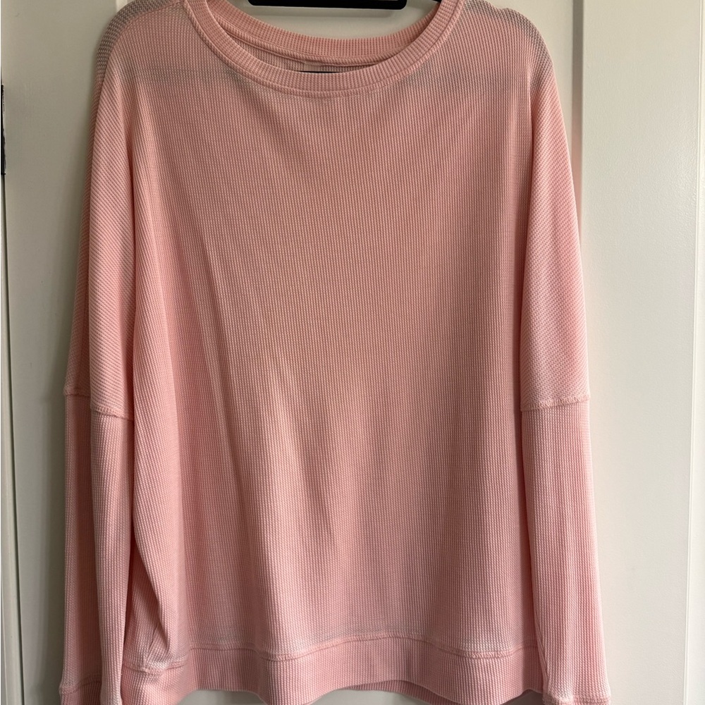 Mono B Pink Ribbed Long Sleeve Top
